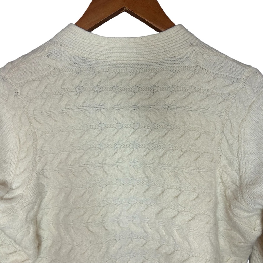 Talbots Cream Cable Knit Sweater Cardigan Wool Cashmere blend size large - Picture 3 of 10